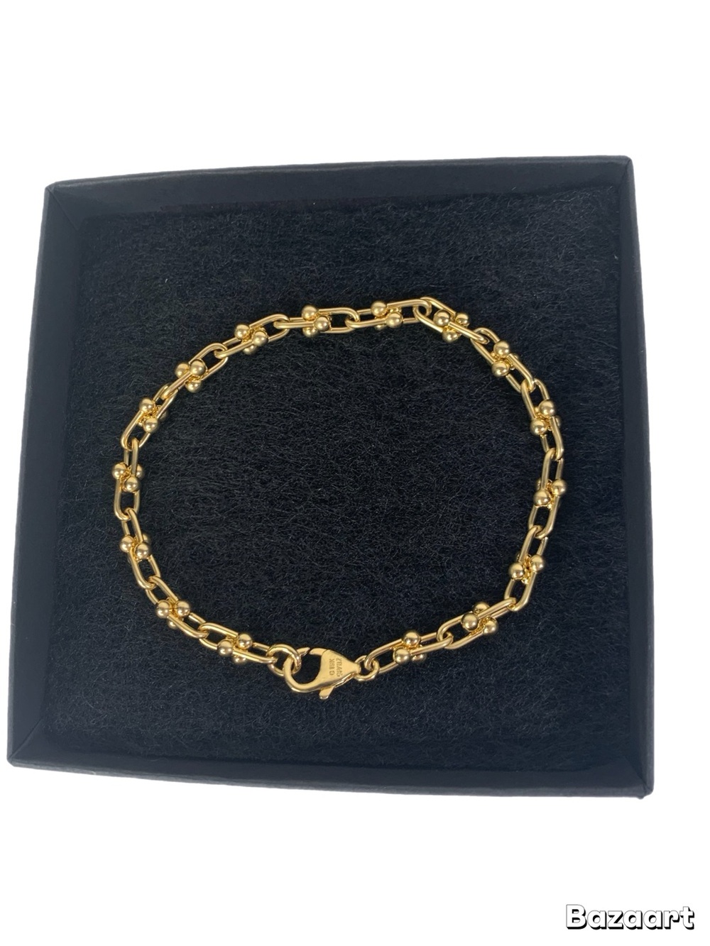 18k Yellow Gold Over Bronze 6mm Stirrup Briglia Bracelet 8 Inches